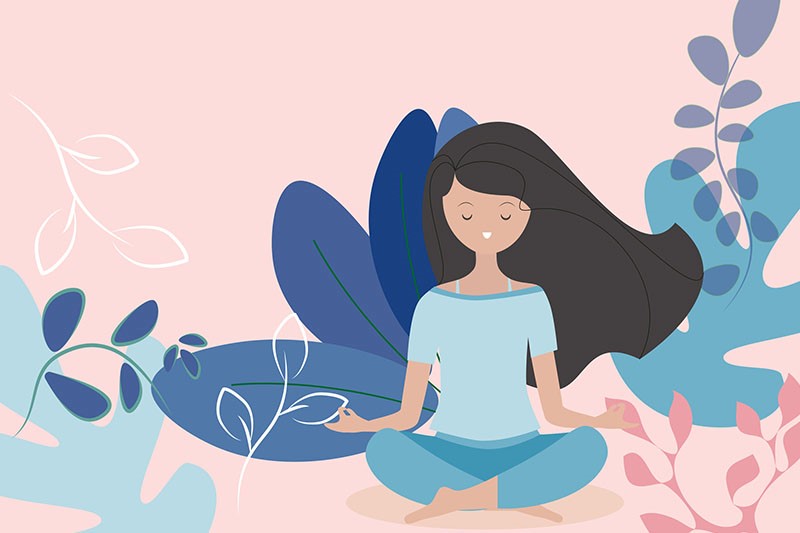 desenho de uma menina meditando